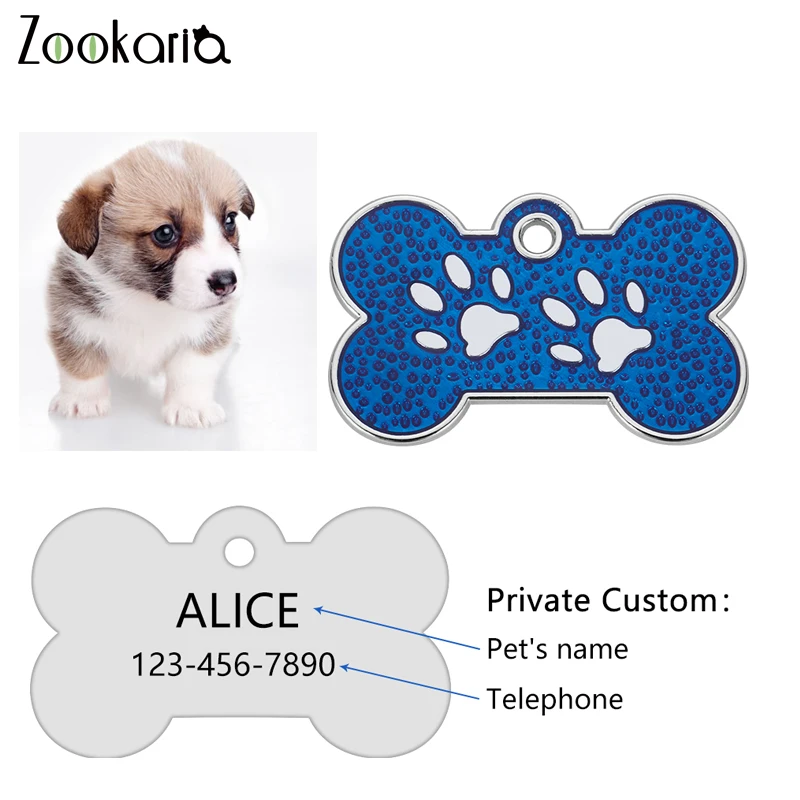 

Colorful Personalized Anti-lost Custom Dog ID Tag Engraved Pet Dog Collar Accessories Cat Puppy ID Tag Paw Name Tel Tags Collar