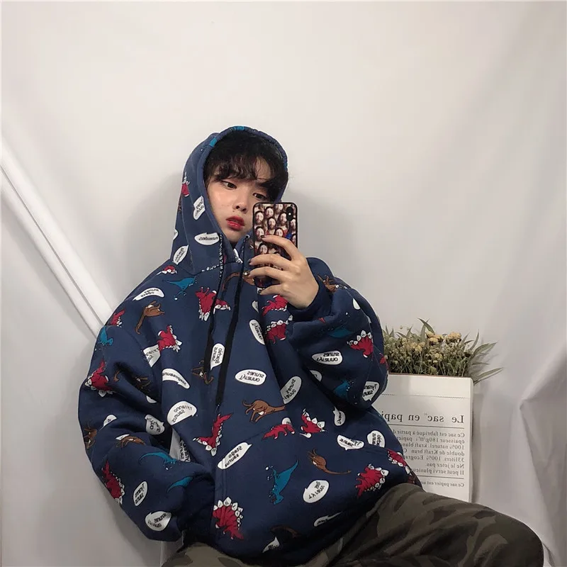 Новинка 2019 зимние милые свободные пуловеры с капюшоном в Корейском стиле преппи