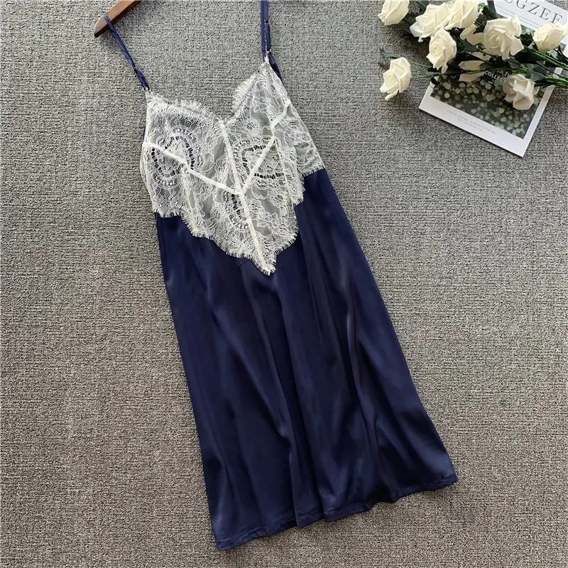 

Summer 2020 Pajamas Female Sexy Sling Nightgown Lace Sweet Girls' Home Clothes Loose