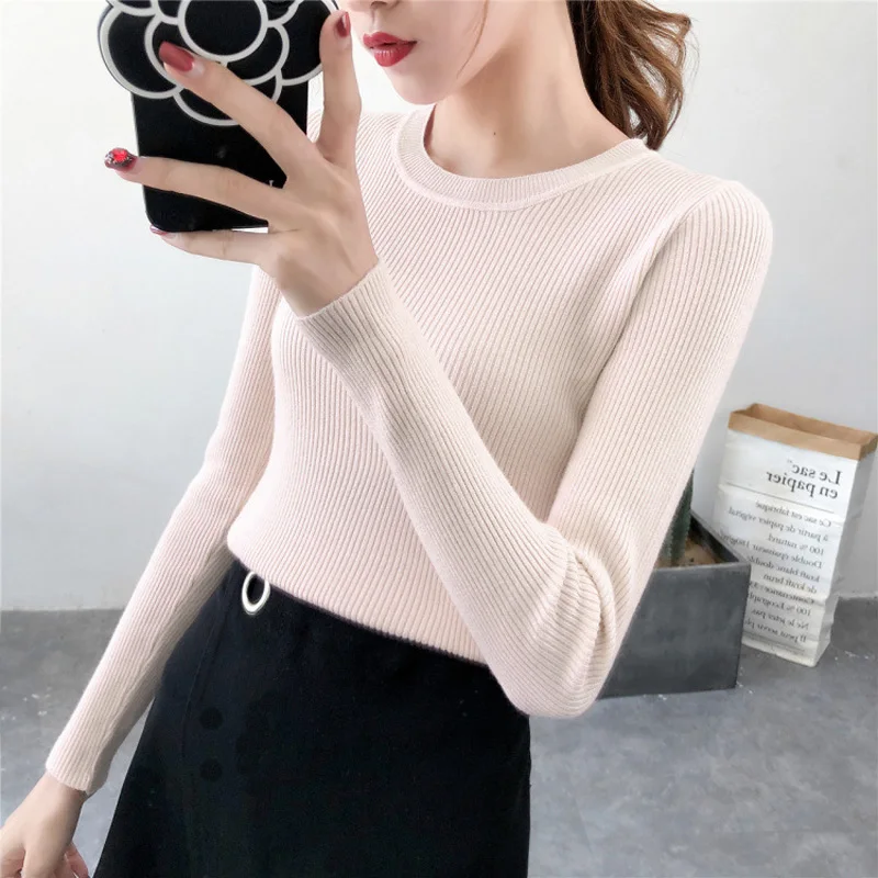 Fashion Fit Sweater Women Casual Knitted Solid Autumn Undercoat Lady Office Streetwear Sueter Mujer Invierno 2019 | Женская одежда