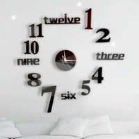 10 sets quartz 3d wall clock acrylic mirror stickers fashion watches art wall decoration living room bedroom indoor decoration