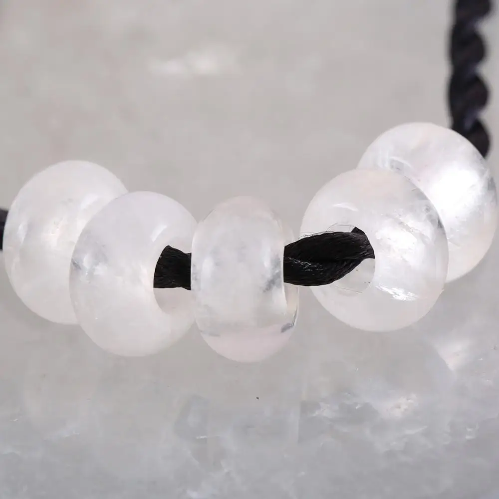 Бусины с большим отверстием из натурального камня белым кристаллом 14 мм для