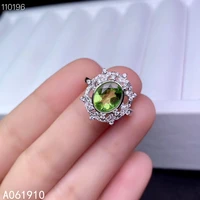 kjjeaxcmy fine jewelry 925 sterling silver inlaid natural peridot gemstone beauty ladies ring support detection classic