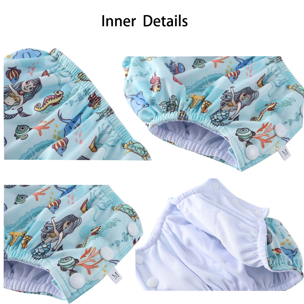 Babyland Baby Reusable 1PC Swimming Diapers Boys or Girls Cartoon Swimwear Children Adjustable Summer Swimming Nappy Pants images - 6