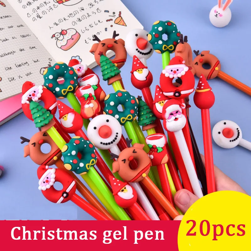 

20pcs/set Gel Pen Kawaii Christmas Cute ChristmasTree Reindeer 0.5mm Black Neutral Pens School Office Stationary Supplies Gifts