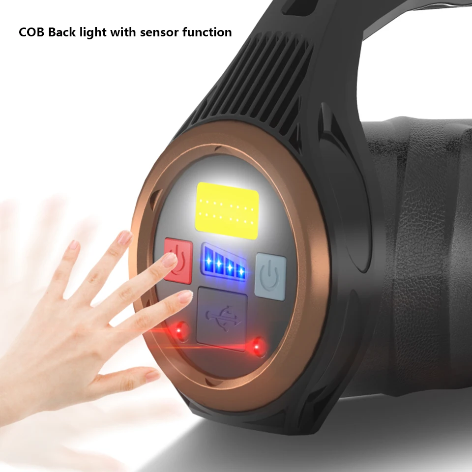 구매 XHP90.2 슈퍼 밝은 Led 방수 충전식 줌 더블 헤드 서치 핸드 헬드 손전등 작업 빛 스포트 라이트 투광 조명