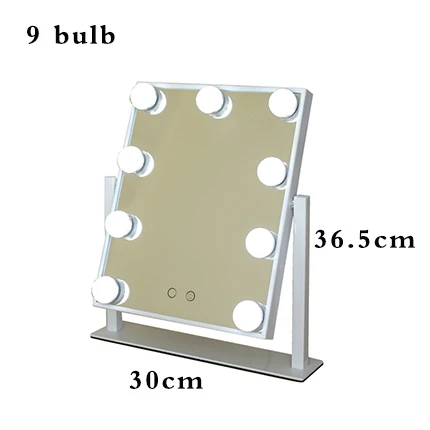 9 bulb White Framed Голливудский стиль косметическое зеркало с подсветкой 12x 3W Диммируемые светодиоды с сенсорным управлением настольные освещенные косметические зеркала - Цвет: 9 bulb White Framed