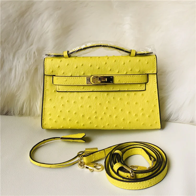 

2021 new women's bag Kelly's ostrich leather handbag