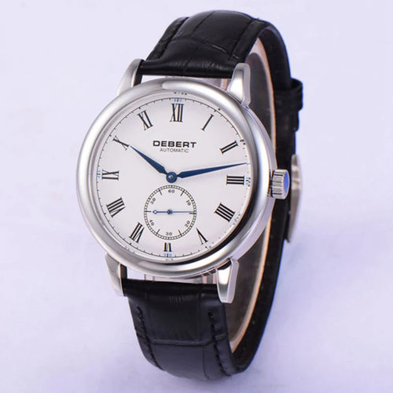 Мужские спортивные механические часы Debert с белым циферблатом сапфировым