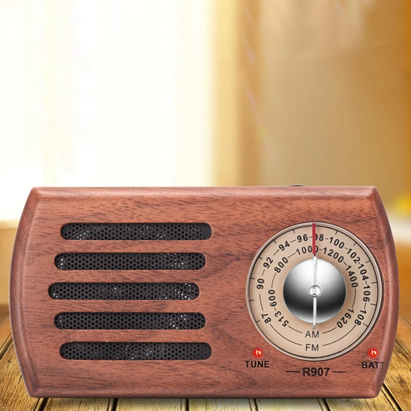 

Retro Walnut Battery-Powered Radio, with the Best Reception Function, Headphone Jack, Walking and Traveling