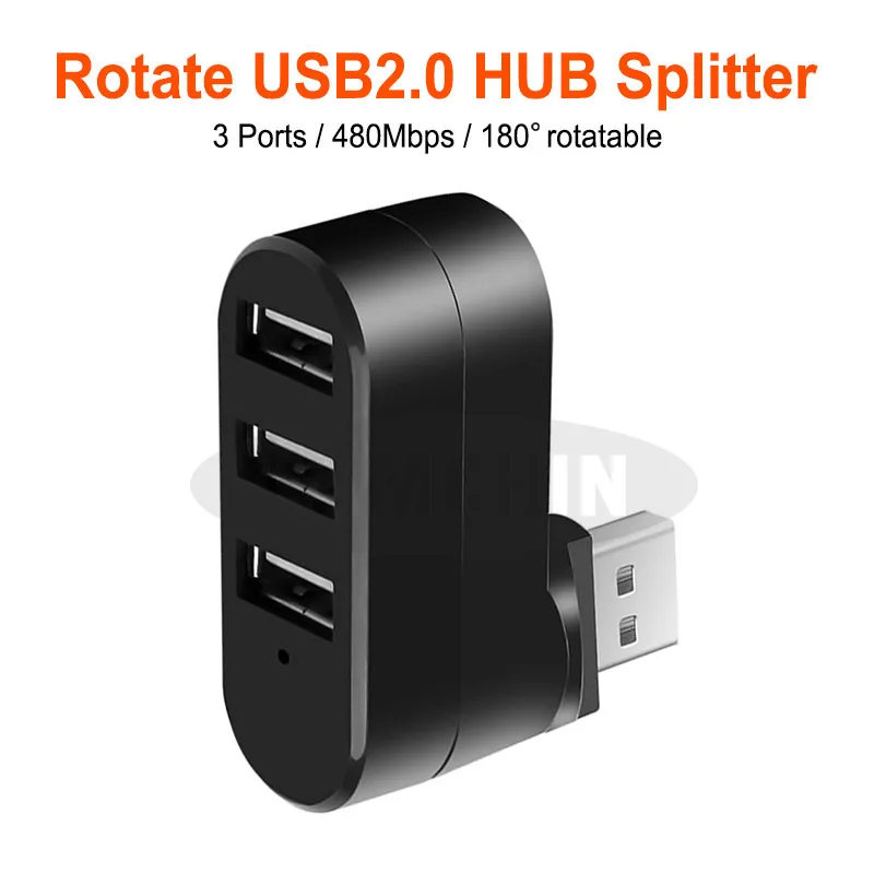 Мини вращаться на 3 Порты usb хаб USB 0 + 2 взаимных обмена данными между компьютером и