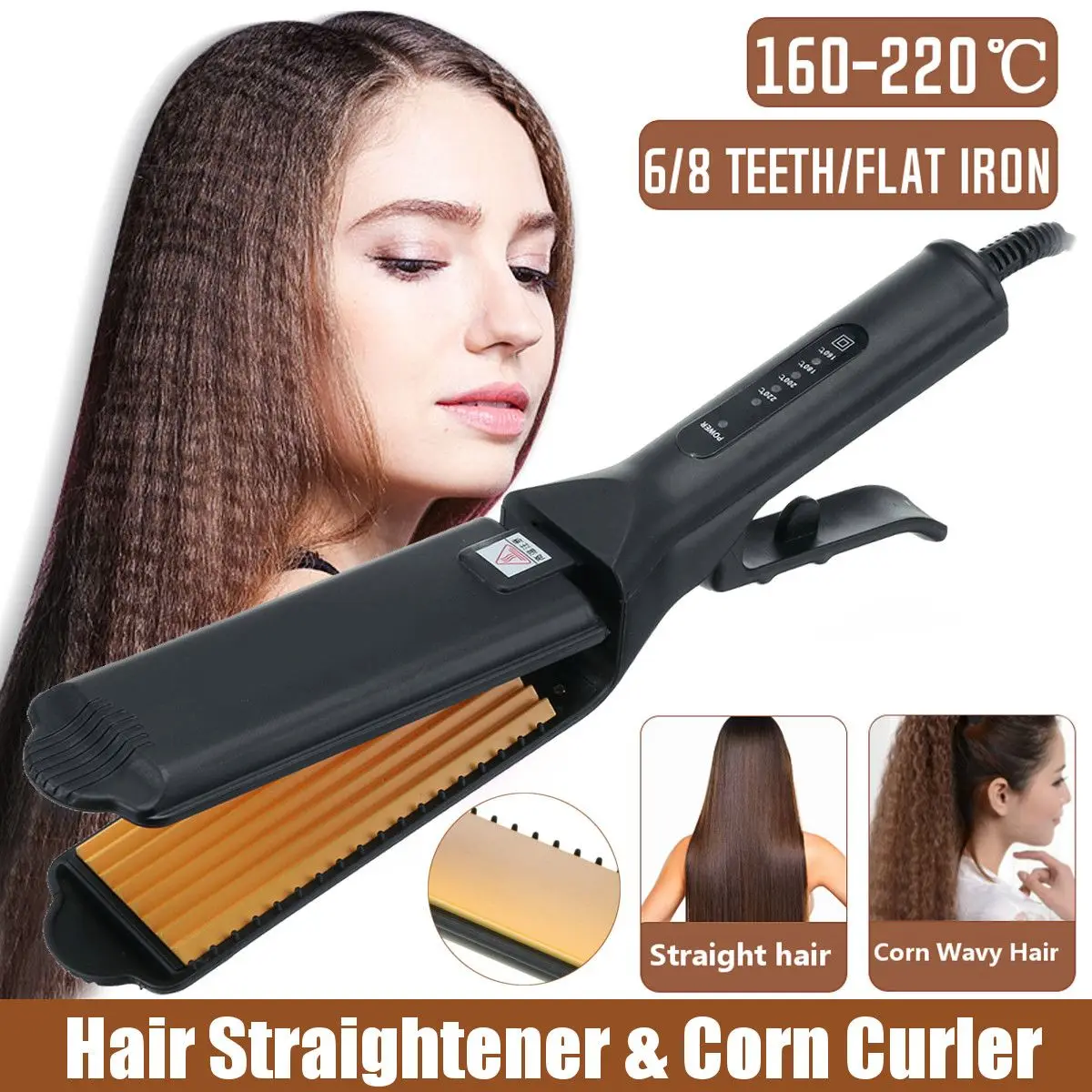 

220V Hair Curler Wand Hair Straightener Style Straightening Flat Iron Hair Styling Gold Titanium Corn Roller 4 Gear Magic Styler
