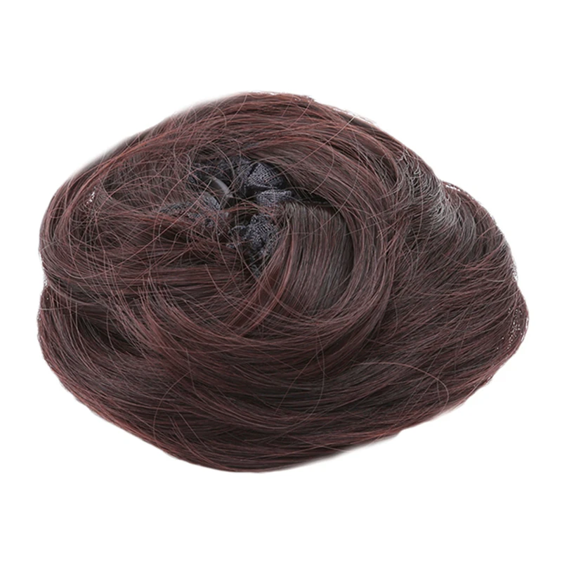 

9cm Diam Girls Brown Blonde Bun Hair Chignon Synthetic Donut Roller Hairpieces High Temperature Fiber For Women