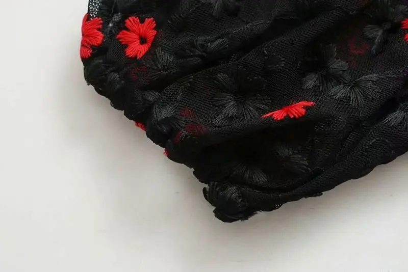 Kiyumi/рождественское платье, Сетчатое платье с цветочной вышивкой, осень, длинный рукав, круглый вырез, Vestidos, женское платье средней длины, вечерние платья