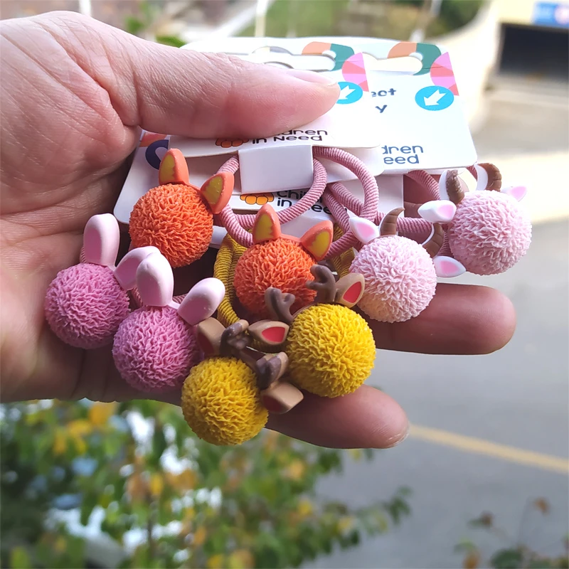 

Резинки для волос Эластичные для девочек, милые завязки для волос с мультяшным Кроликом, оленем, держателем для конского хвоста, аксессуары ...