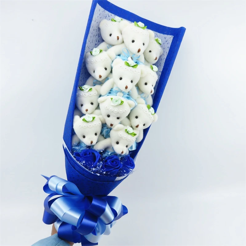 

Hot Sale Kawaii Elegant Teddy Bear Bouquet Gift Box Plush Toys Dolls Stuffed Animals Creative Valentine's Day Graduation Gifts