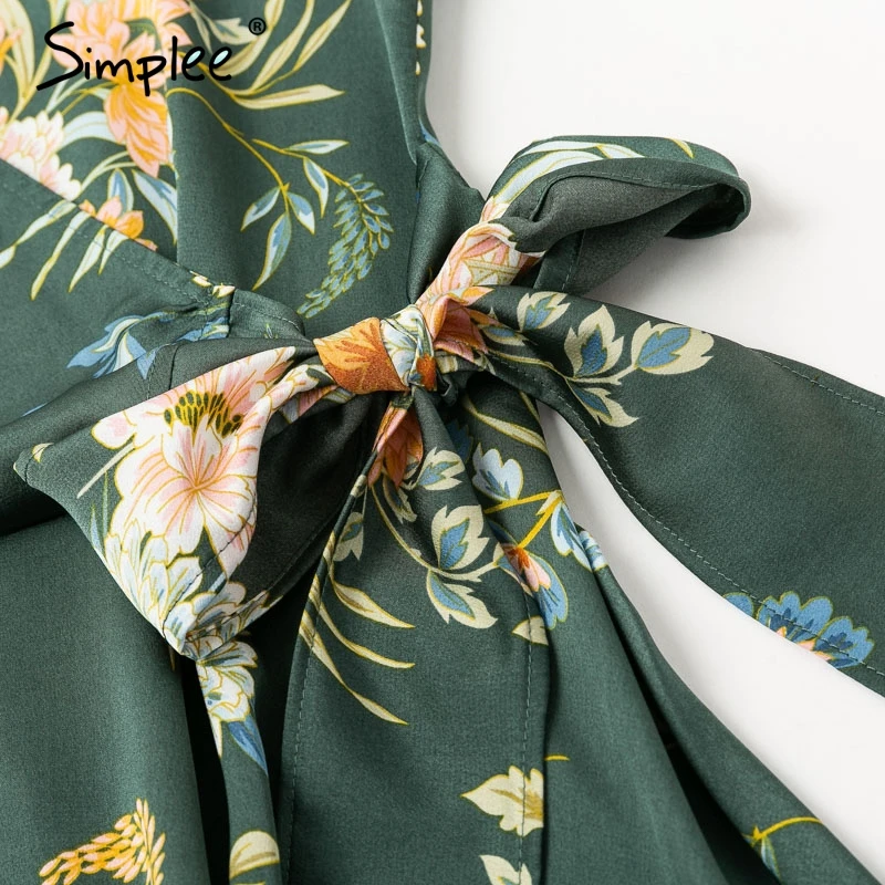 Женское летнее атласное платье Simplee с цветочным принтом элегантное пикантное