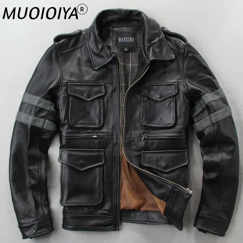 

Factory 2021 Men M65 Cowskin Jacket Clearance sale Fahion Multi-pocket military Cowhide Jackets Russia Winter Coats M-XXXL