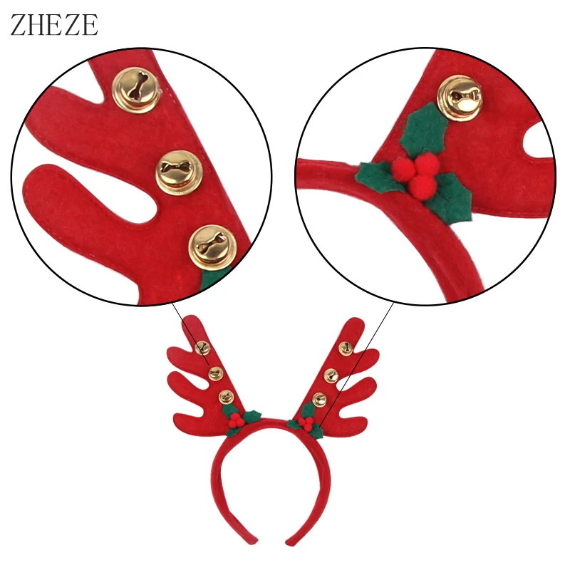 

2021 Creative Christmas Headband Glitter Antlers Hairband Santa Claus Hat/Deer Felt Pads Decoration Festival Hair Accessories