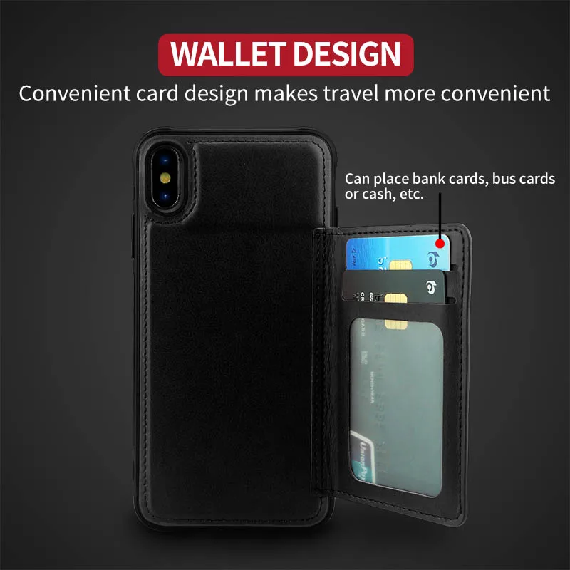 Чехол KISSCASE для iPhone XS XR MAX X 10 с отделением кредитных карт из искусственной кожи
