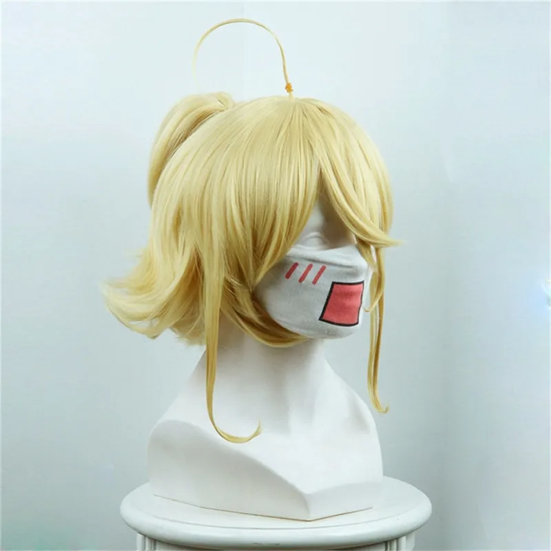 New Anime Saga of Tanya the Evil Wig Cosplay Von Degurechaff Wigs Short Blonde Yellow Party with Chip Ponytail |