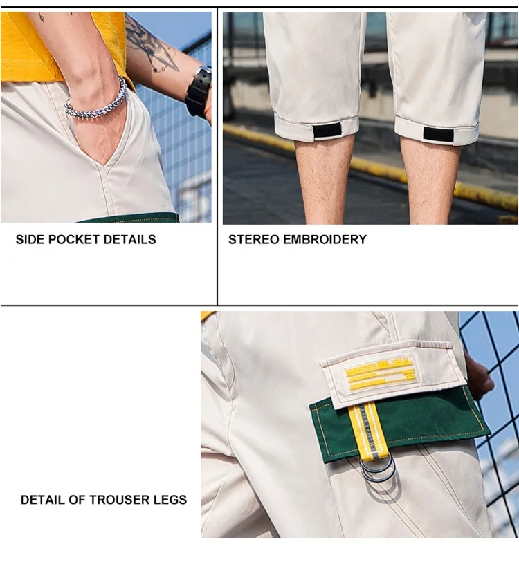 

Summer Men Cargo Shorts Korean Trend New Mens Jogger Short Sweatpants Casual Loose Solid Color Hip Hop Streetwear Gyms Shorts