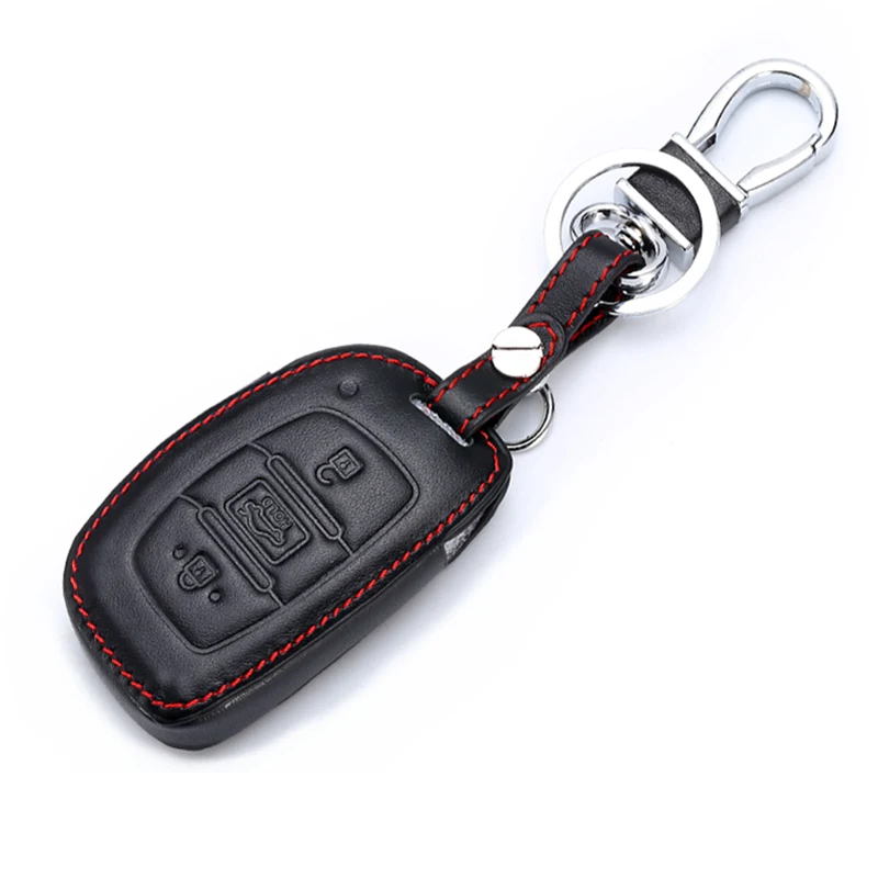 

1 Pcs Leather Car Key Case Cover Holder Chain For Hyundai IX30 IX35 IX20 Tucson Elantra Verna Sonata Cover Keychain Protect Bag