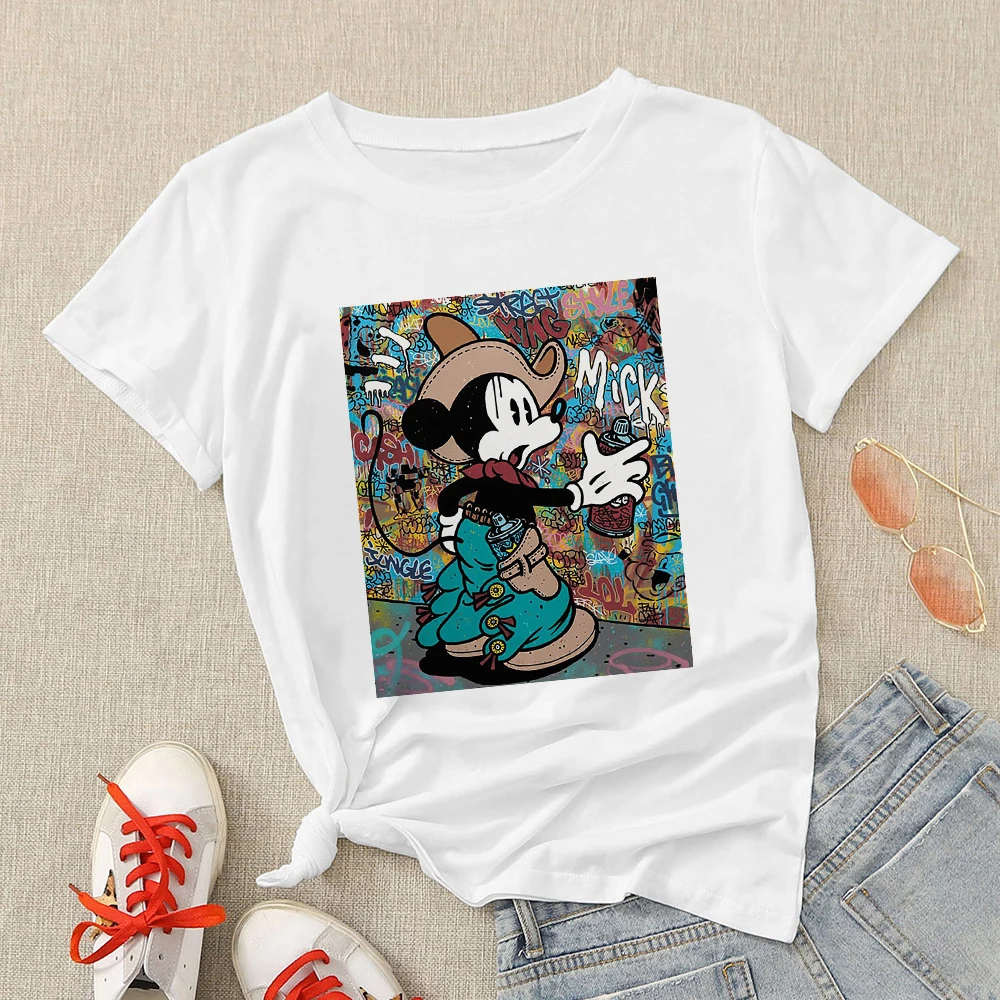

Disney European Vogue T-Shirt CuteMickey Mouse Graffiti Animation Clothes For Women Cartoon Gorgeous Clothes Funny Shirt