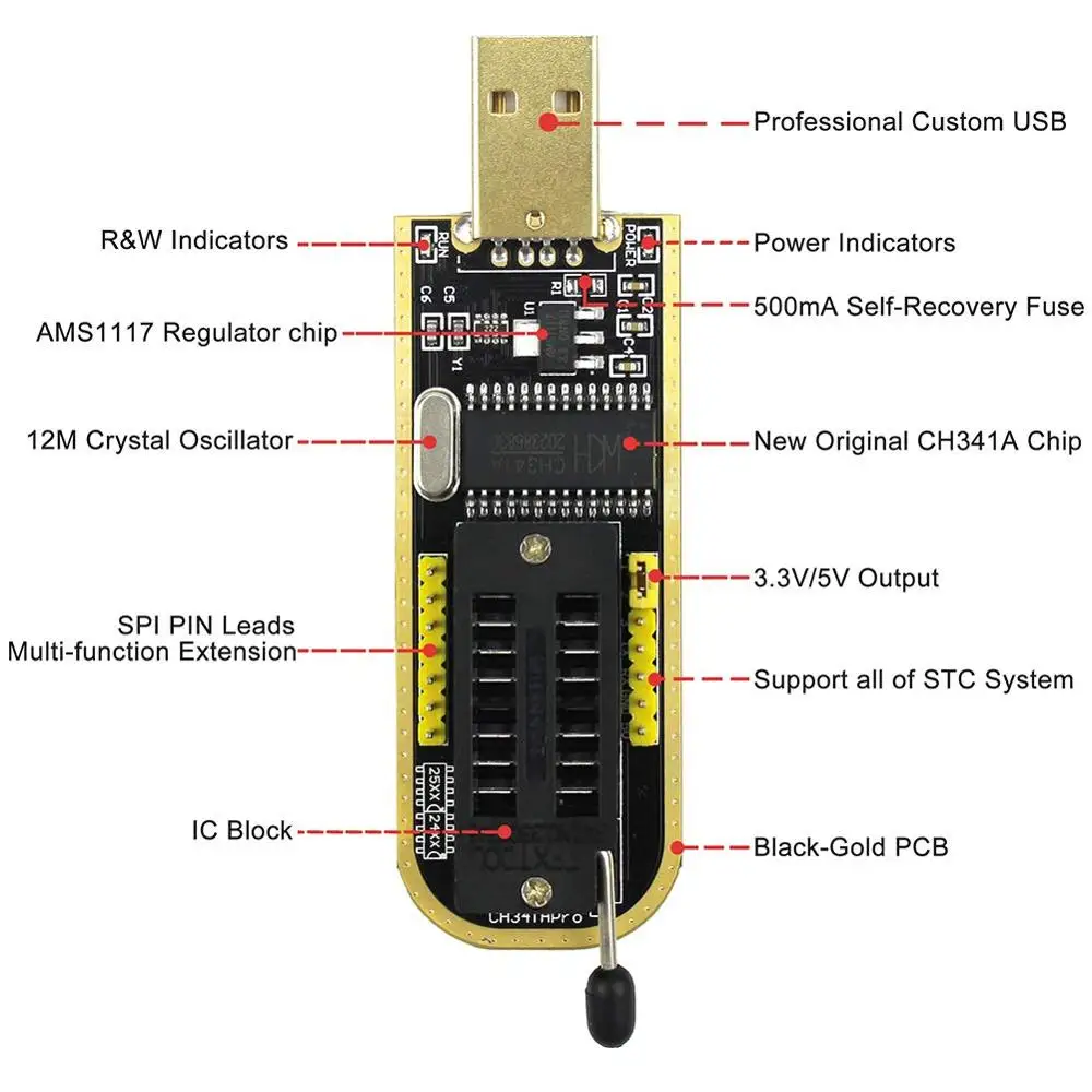 USB программист CH341A серии 24 EEPROM BIOS LCD Writer 25 SPI Flash|Аксессуары для демонстрационных