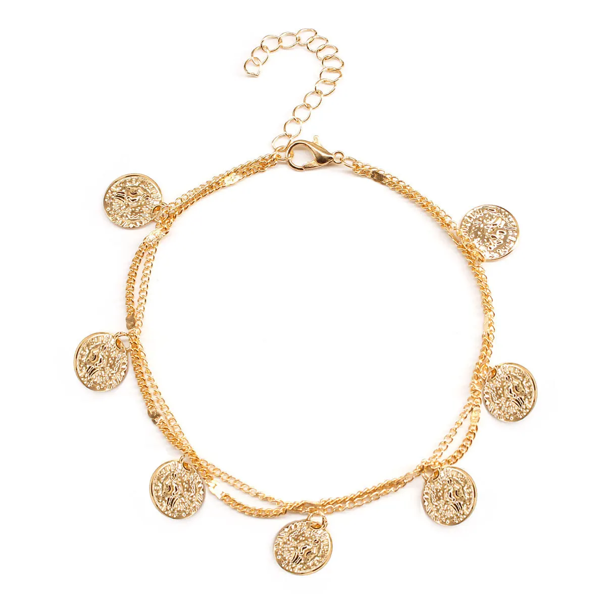 

Spring new beauty coin round foot chain European and American style manufacturer direct sales atmosphere cheap cross border bout