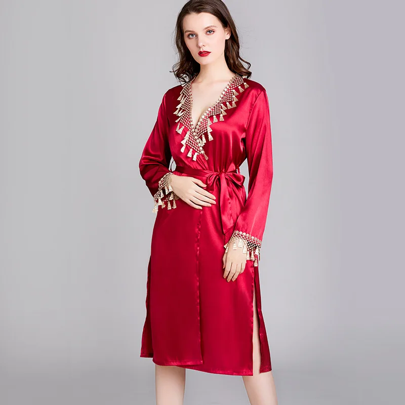 

2021 New Summer Robes Silk Dress Bath Robe Women 21104