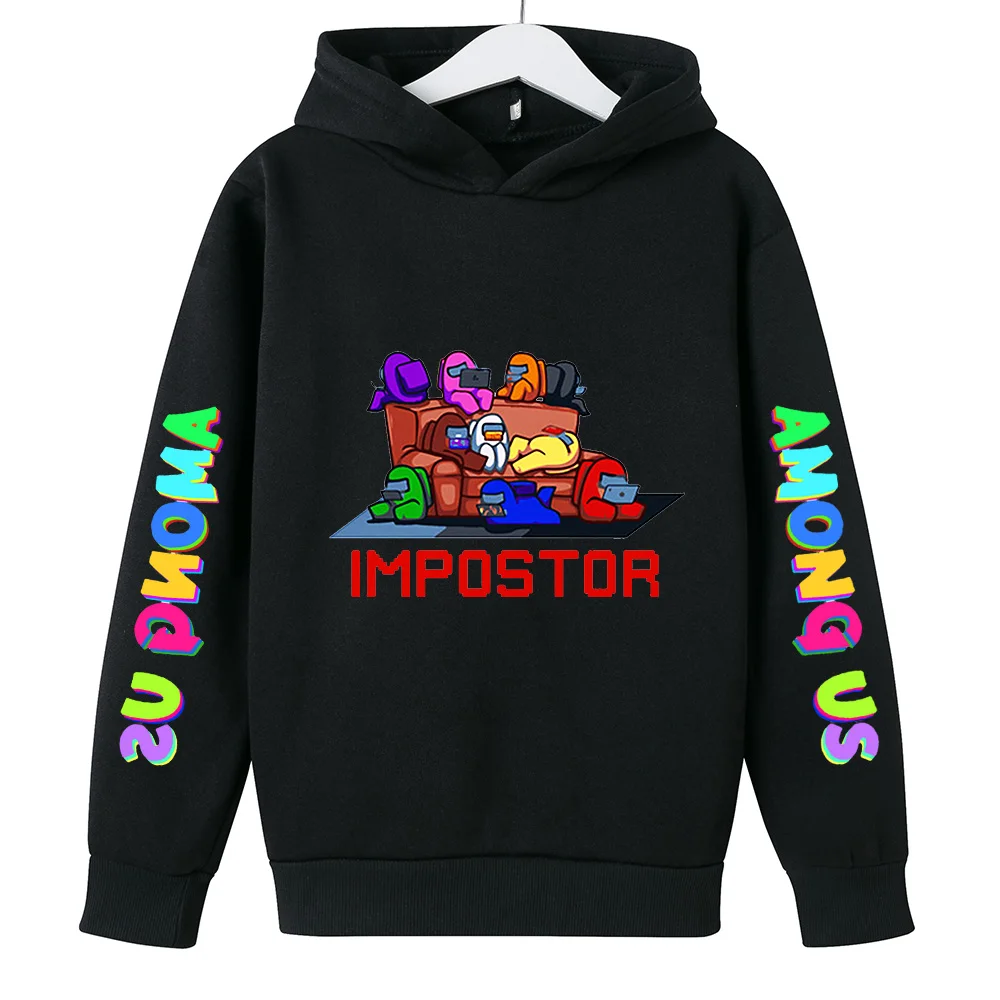 

2021 New Spring&Autumn 4-14Y Unisex Fashion Cotton Video Game I'm Imposter Printed Kids Long Sleeve Pullover Hoodie