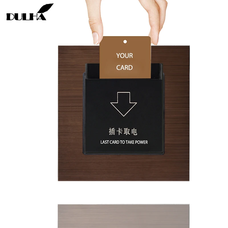 

Insert Card For Power Wall light Switch Luxury Brushed Aluminum Electric Energy saving For Hotel Rent House Guest Room Switches