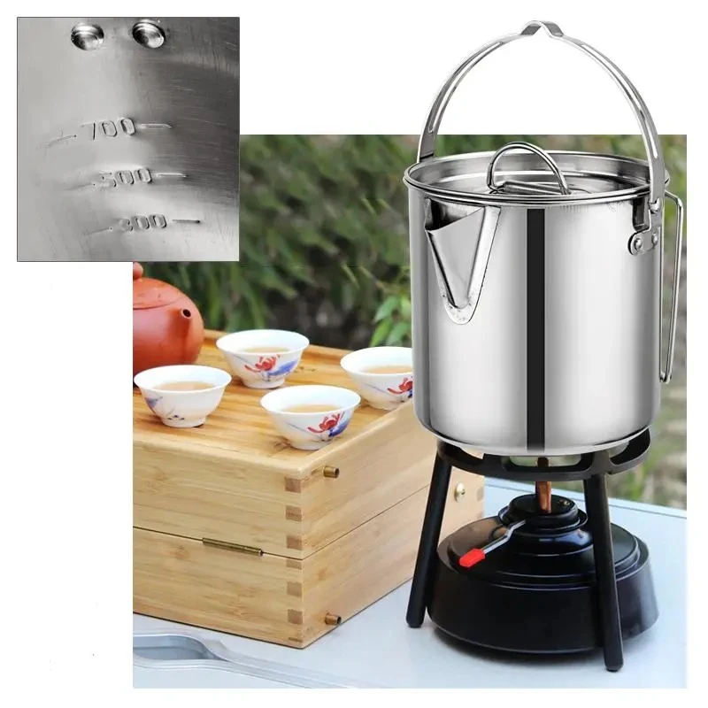 1.2 л посуда из нержавеющей стали для кемпинга подвесной горшок с крышкой походная