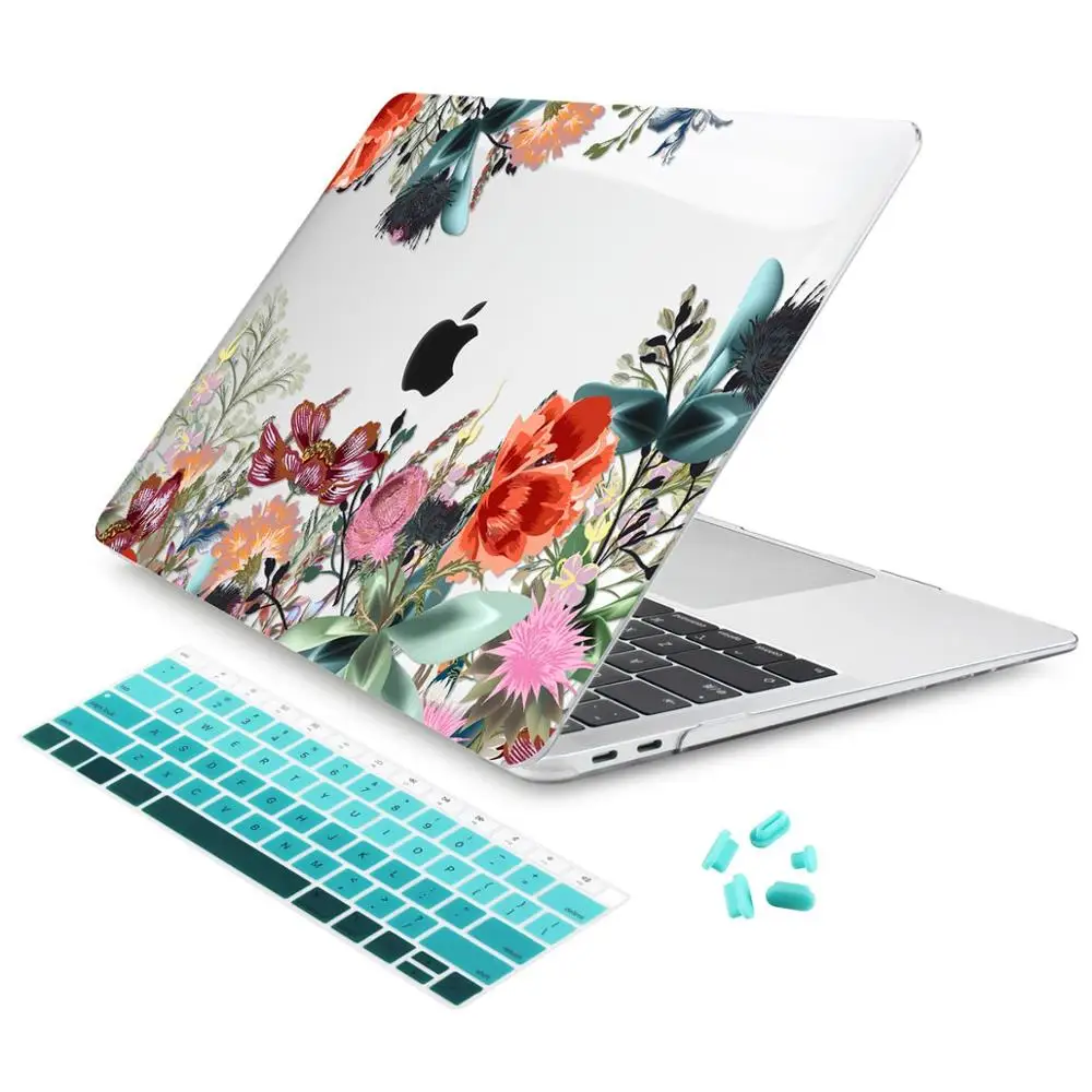 Пластиковый чехол с зелеными листьями и красивыми лепестками для Macbook Air 11 12 13 A1932 Pro 13 15 16 дюймов Touch Bar A2141 - Цвет: X113