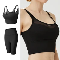 seamless sport set women two piece 2pcs crop top bra shorts workout outfit fitness wear run gym suit female yoga sets clothes