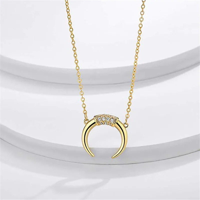 Модное полумесяц ожерелье с подвеской в форме рога для женщин цепочка ожерелья