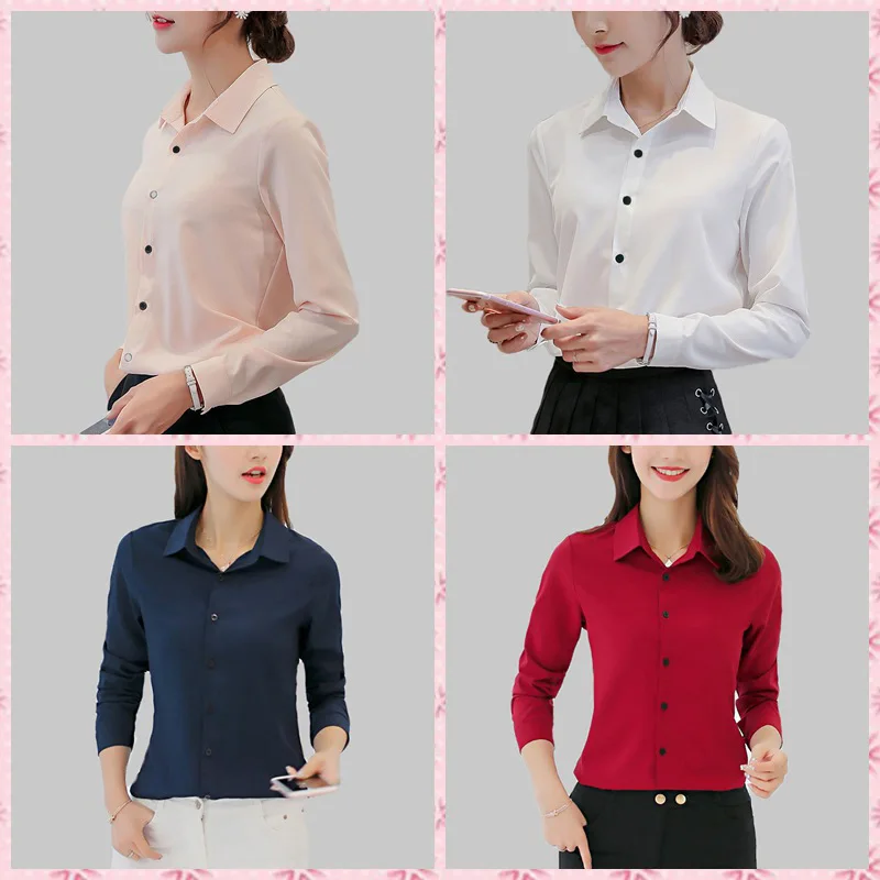 

Blouse Women Chiffon Office Career Shirts Tops 2018 Fashion Casual Long Sleeve Blouses Femme Blusa