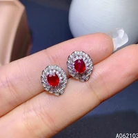 kjjeaxcmy fine jewelry 925 sterling silver inlaid natural ruby womens fashion lovely plant gemstone earrings stud support check