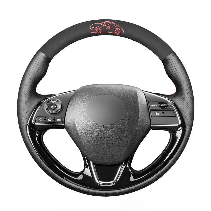 

Hand-stitched Black Genuine Leather Suede Steering Wheel Cover for Mitsubishi ASX Outlander Mirage 2016-2019 Eclipse (Cross)2017