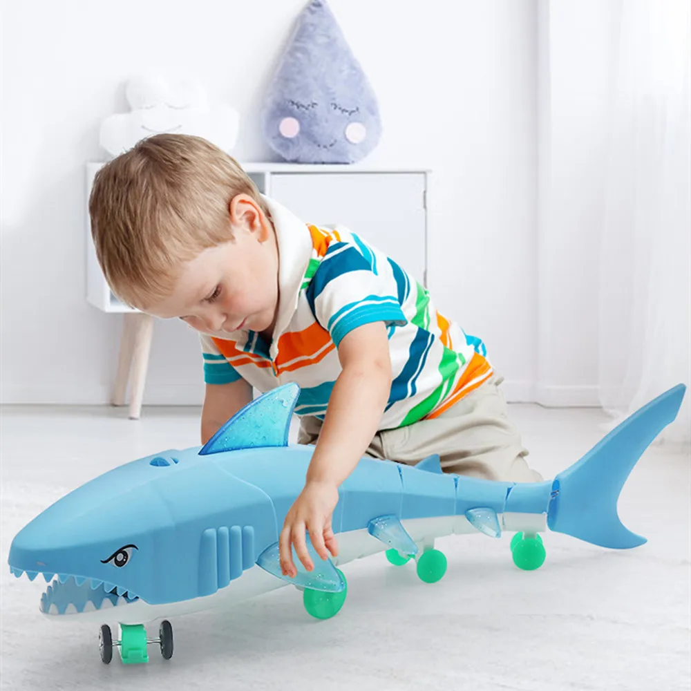 Новейший Детский Электрический мультяшный поводок акулы светящиеся игрушки для