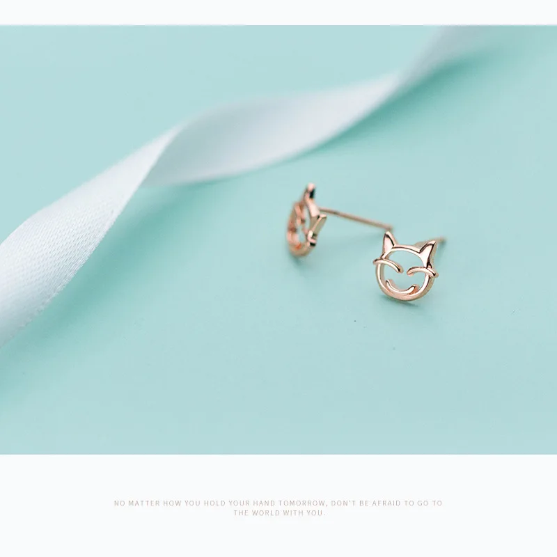 Женские серьги гвоздики в виде кошки Trusta из 100% стерлингового серебра 925 пробы 9 мм