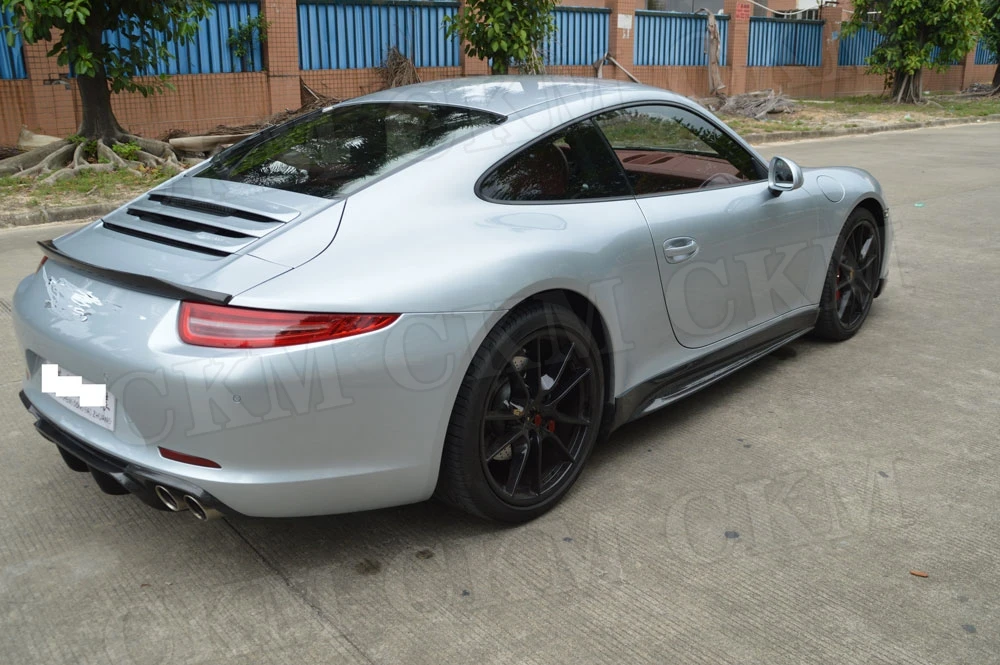 Боковые юбки из углеродного волокна подходят для Porsche 911 991 GT3 Carrera 2012- дверной ограничитель Уплотнительная Прокладка Крышки фартуки стайлинга автомобилей