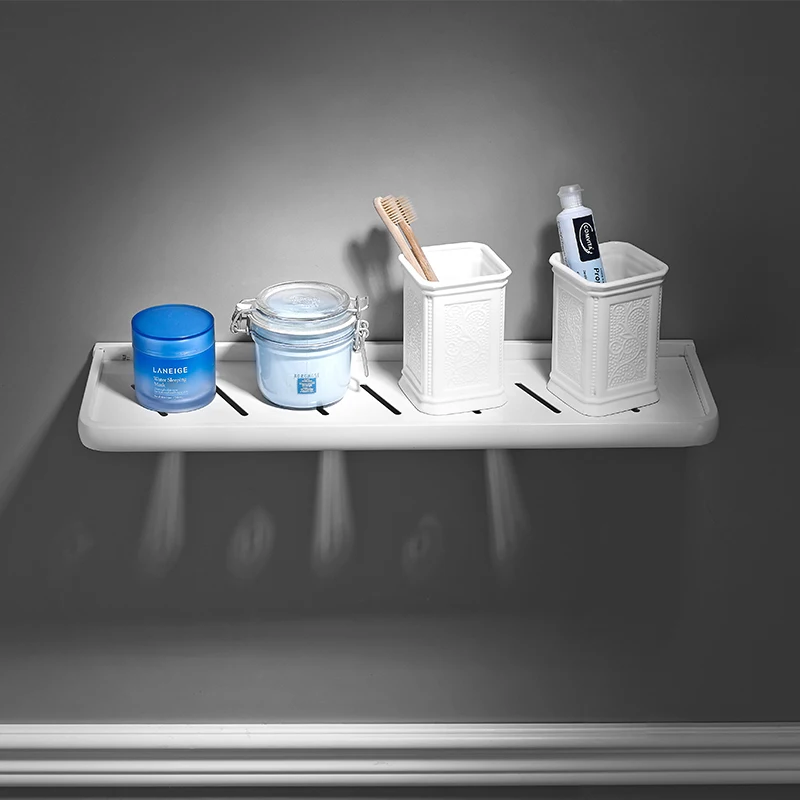 Современная одноярусная полка для ванной с выемкой алюминиевая настенная