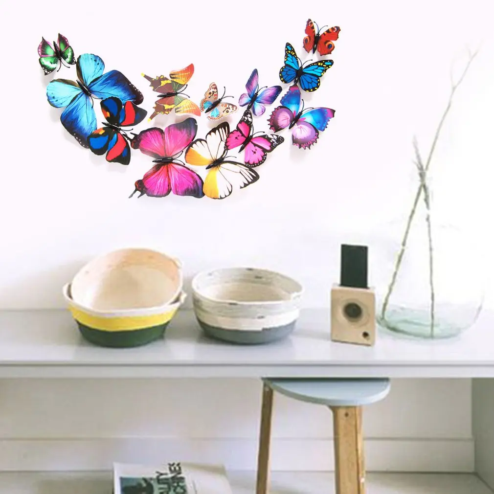 

12pcs PVC 3d Butterfly wall decor cute Butterflies wall stickers art Decals home Decoration room wall art