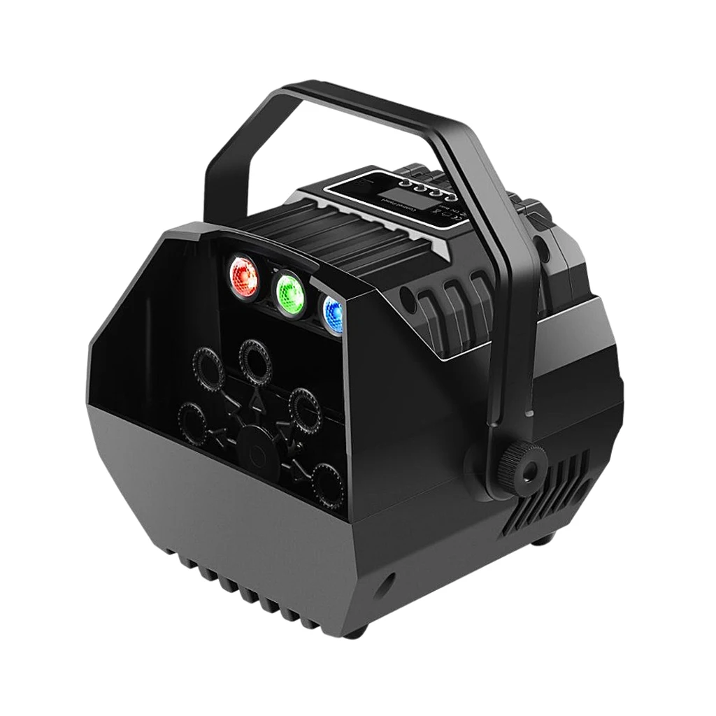 

Handheld Automatic Maker RGB LED Light Wireless Remote Control Plug-in or Batteries Colorful Party Bubble Blower
