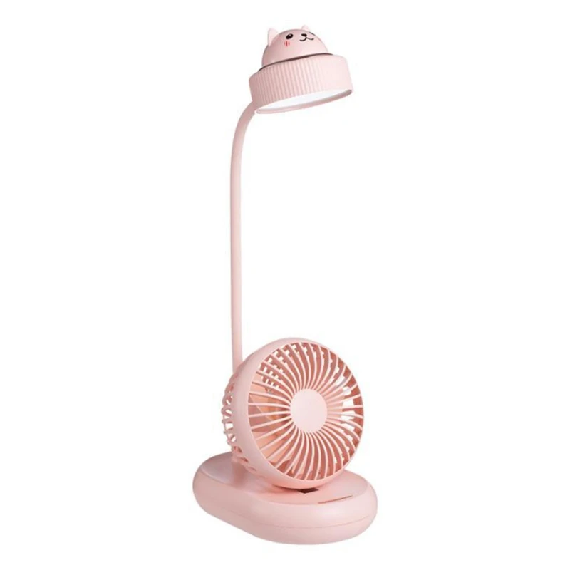 

LED Desk Lamp with Desktop Fan Rechargeable USB Reading Lamp Gooseneck Study Light Portable Table Lamp w/ Fan for Kids
