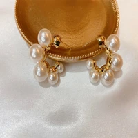 pearl hoop earrings for women korean fashion designer c earrings vintage women dangle earrings party birthday new jewelry gift