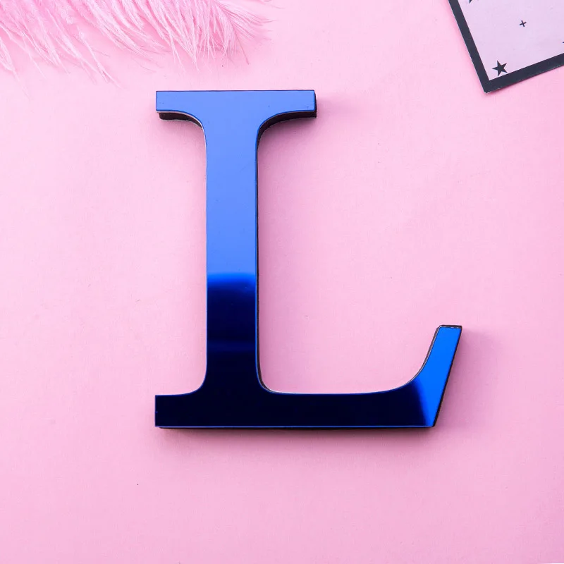 Свадебные буквы "Love" Английский 3D зеркальные настенные наклейки синий Алфавит домашний декор с логотипом для стены дома украшения из акрила с буквенным принтом - Цвет: L