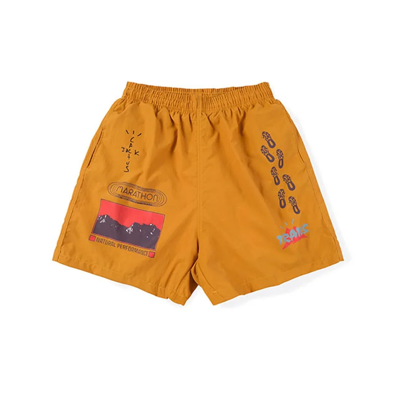 

Travis Scott Cactus Jack Trails Path Shorts Men Women Yellow Mesh Cactus Jack breechcloth Summer Style Hip Hop kanye west Shorts